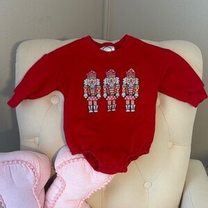 Red Nutcracker sweatshirt bubble romper
